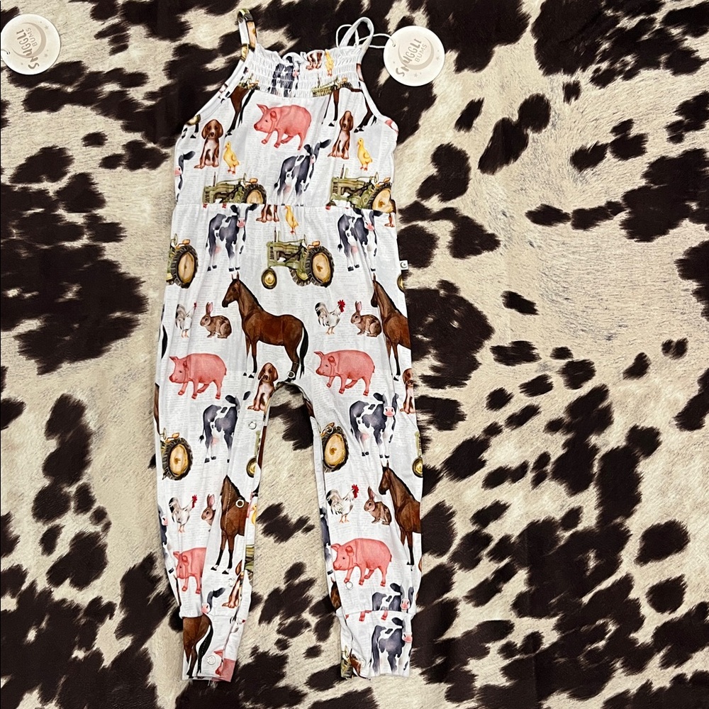 Kids Farm Animal Print Jumpsuit